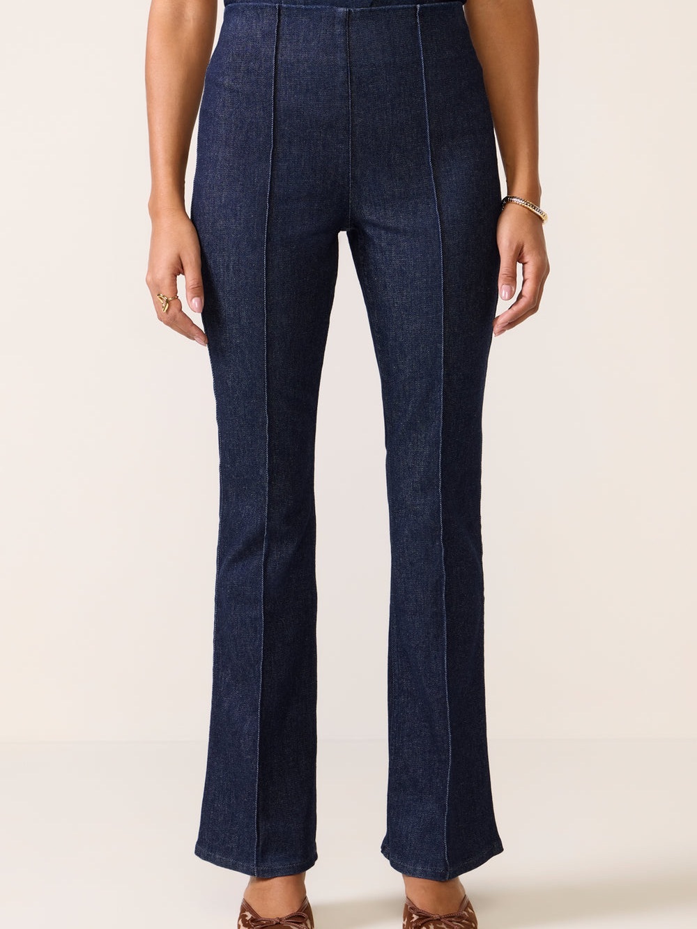 Spanx Dark Indigo High-Rise Seamed Flare Jeans
